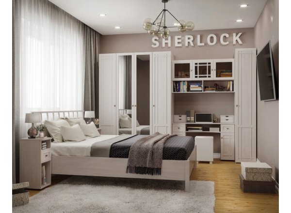 Кровать с ортопедическим основанием (дерево) Sherlock 50 Люкс 90х200, ясень светлый