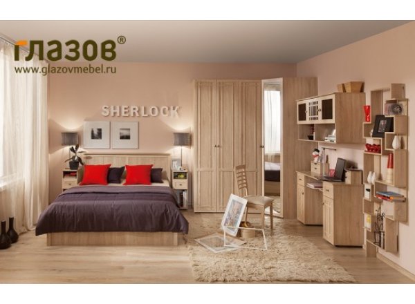Кровать с подъемным механизмом Sherlock 43.2 140х200, дуб сонома